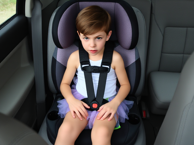 skinny teenage boy sitting in a girly big car booster seat with a tight 5 point harness. He is wearing a fairy costume. He looks angry. Pale legs. Tall lanky teenager