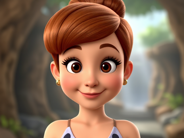 Pebbles Flintstone as a young adult woman.