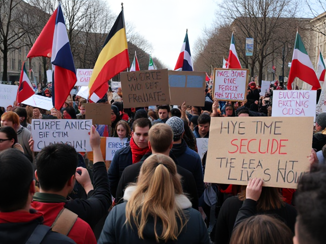 fait moi une image représentant de la division au sein de la société ( manifestation ... )