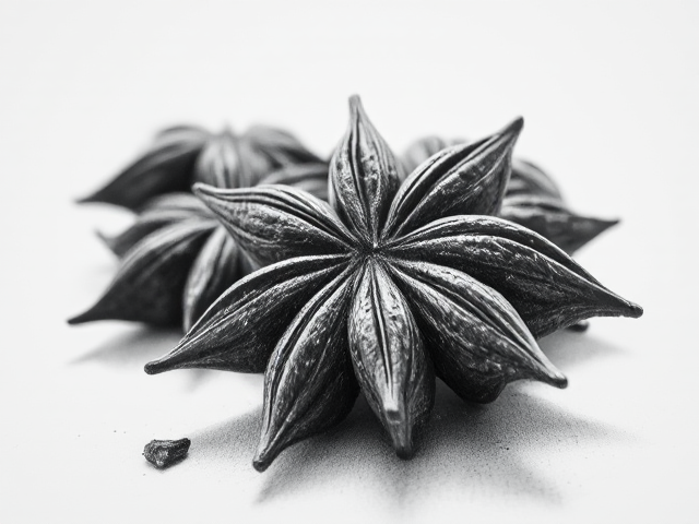 Épice anice étoilé, croquis au crayon gris