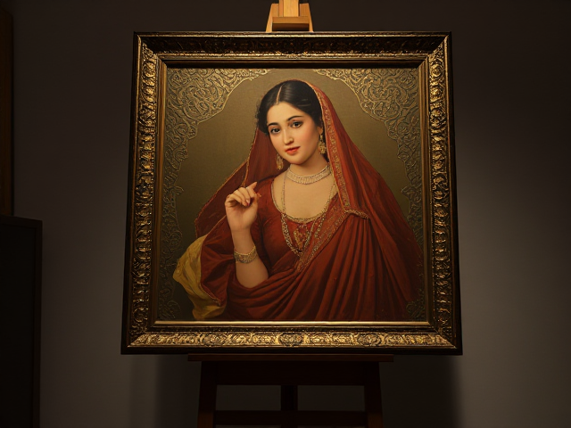 Gangubai Kathiawadi, painting, on a stand, with good lighting