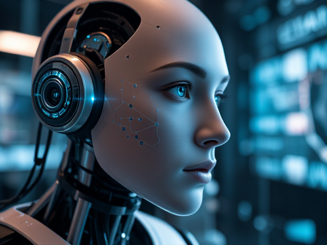 Create a realistic picture that shows the modern teknology and AI at the same time