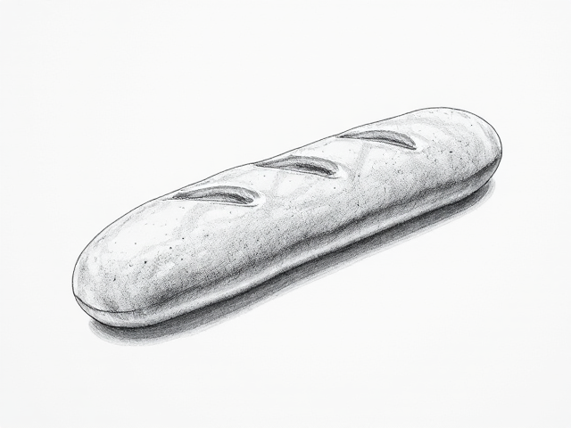 Sandwich en forme de baguette, Sans garniture, avec des formes dessinés grossièrement