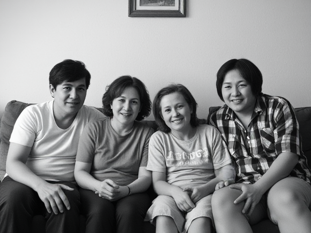 can u do a picture in black and white of a dysfuntional family