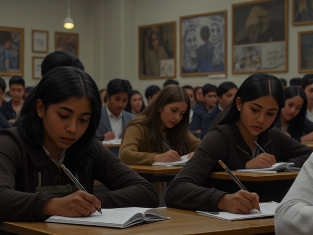 Des élèves noirs de huit ans écrivant au tableau, détails clairs, salle de classe lumineuse, expressions concentrées, vêtements variés
