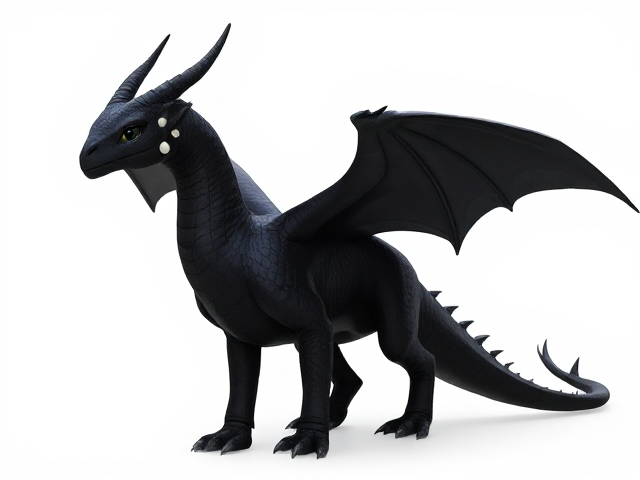 Darkstalker had ebony black scales and dark midnight-black wings, appearing as almost a pure NightWing except for a line of icy, white, silvery IceWing scales where his wings met his body, which Clearsight described to be cold when touched. He had one silver teardrop scale on the outward corner of each of his dark eyes, which indicated that he was a mind reader, and he had eyes that were as black as underground caverns. He had a narrow, handsome face, long, twisted horns, and was, after re-emerging from Agate Mountain, enormous, at least three times as tall as the largest living dragons. His huge wingspan was as wide as Agate Mountain, and he had a very long neck. He wore a plain, white, half-hoop earring made of bone in his left ear. He was handsome and powerfully built, with scales that felt as hard as armor due to his enchantment. He moved slowly and purposefully and spoke in a cavernous, booming, low rumble