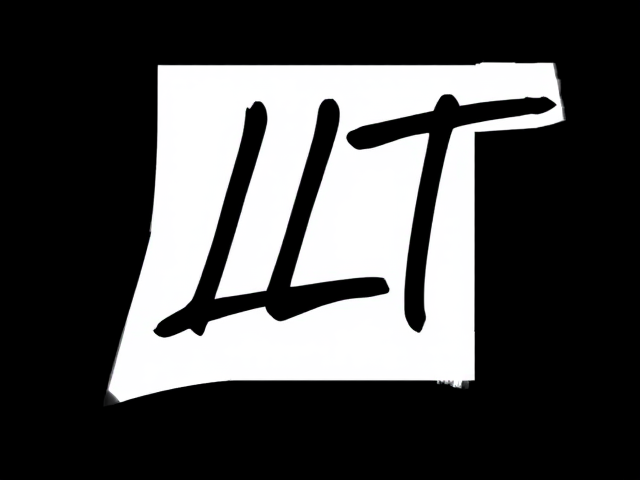 logo sur fond noir uni avec une ecriture « LLT » lisible sans flou