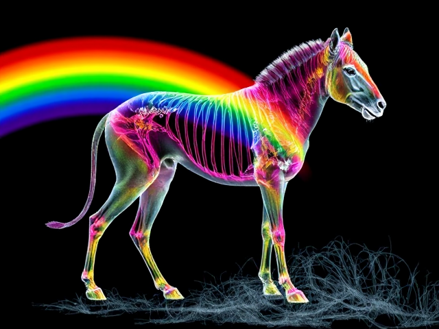 Rainbow animal kingdom black and xray side coloring of animals all around there bodies
