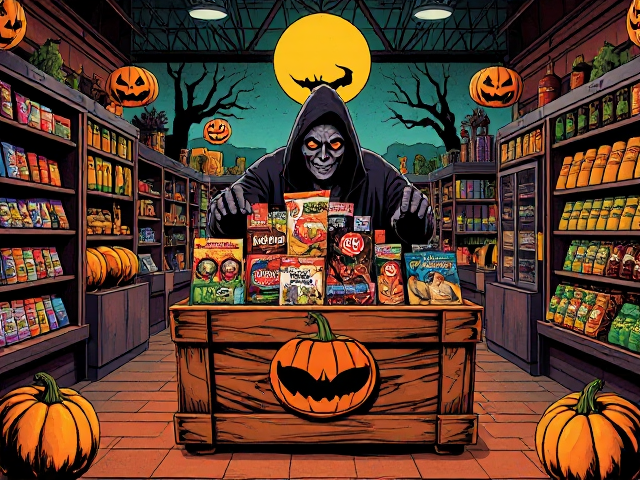 Boîte de Céréale , à vendre à l'épicerie , sur les tablettes..spécial Halloween