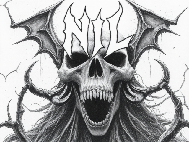 NIL Death Metal band Album Cover. Lineart pen drawing art gore horror