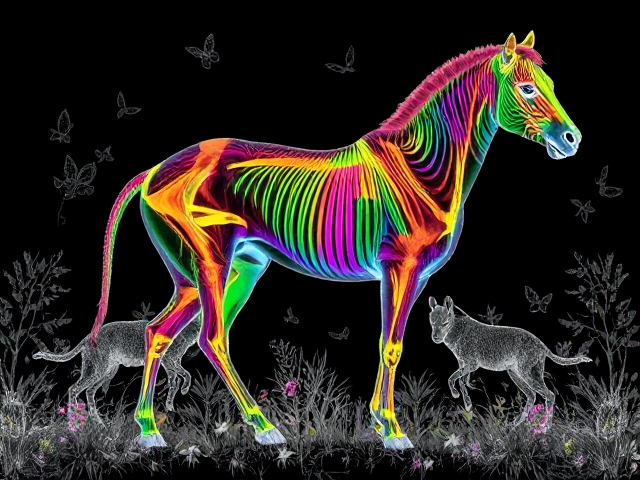 Rainbow animal kingdom black and xray side coloring of animals all around there bodies