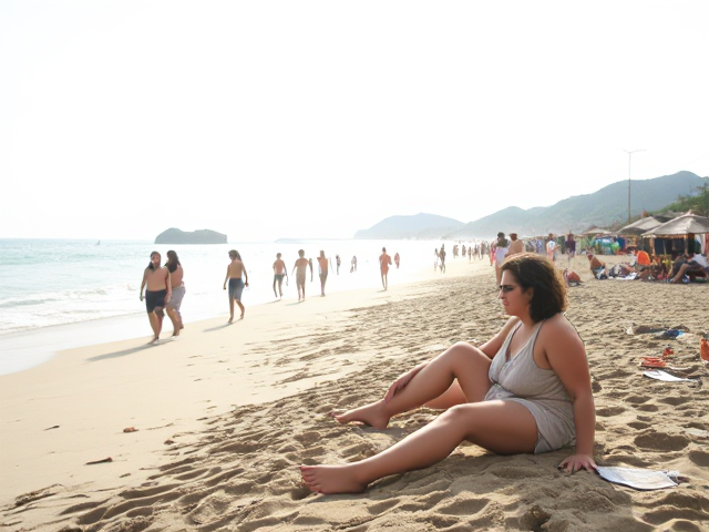 Beach with people close up
