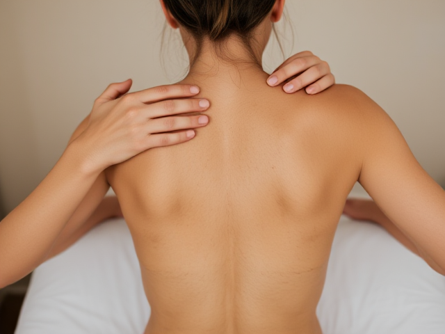 woman getting a tan on her back