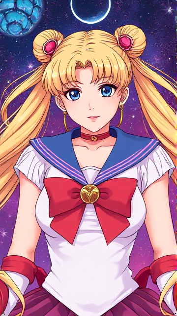 ((masterpiece)), (highest quality), (super detailed), ((very detailed)), 4k, (8K), sailor moon, long blonde hair, double ponytail, sailor moon Aesthetics, dream core,