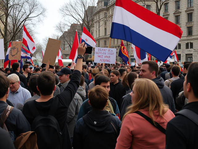 fait moi une image représentant de la division au sein de la société ( manifestation ou autre )