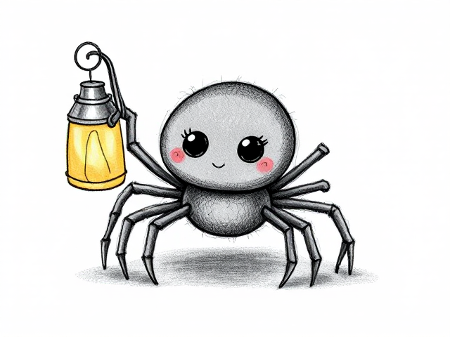 un dessin d'une araigné mignonne qui tient une lanterne