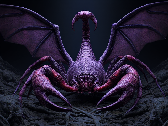 A giant scorpion (about 2 metres )with wings