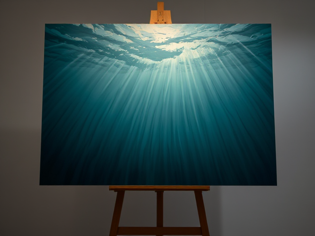 Inside the ocean, painting, on a stand with good lighting