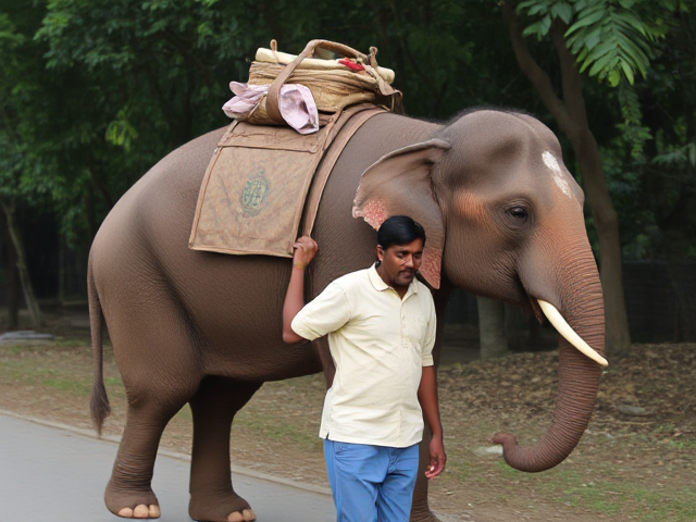 Lazy malayali man carrying elephant on his back