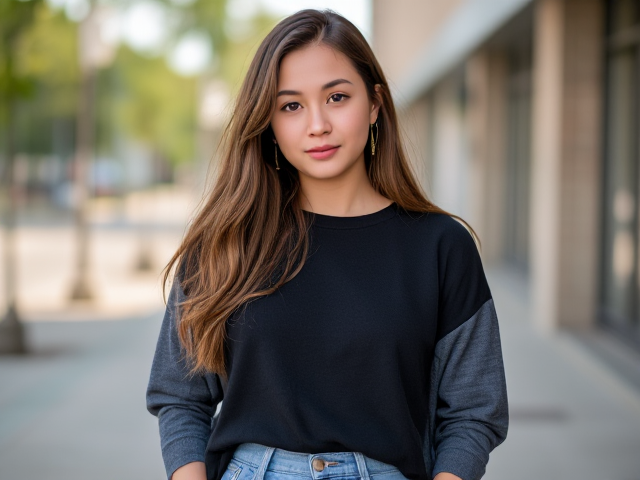 Beautiful teenage girl in very casual clothes