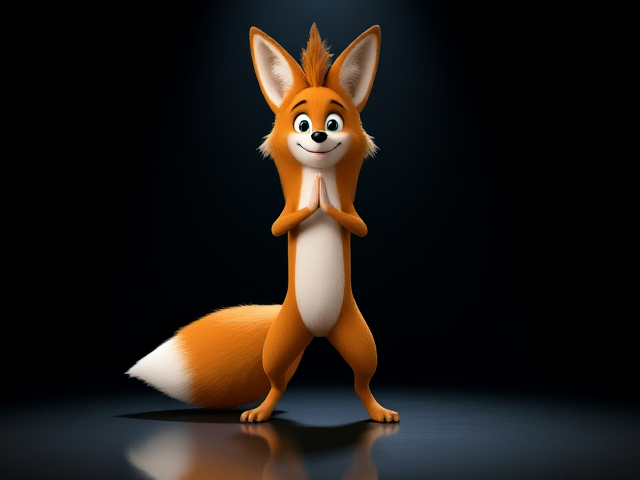 Miles Tails Prower the two-tailed anthropomorphic fox, doing Yoga, Tails is currently standing in the Upward Dog stance