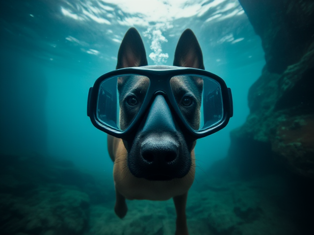 Belgian malinois Freediving goggles