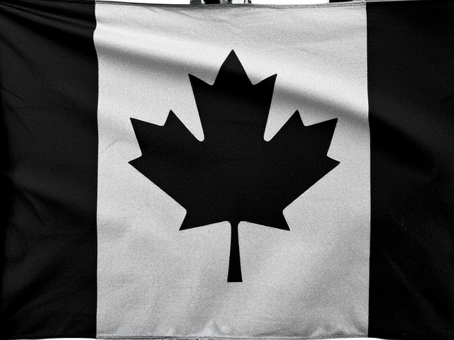 Black canadian flag that looks shredded