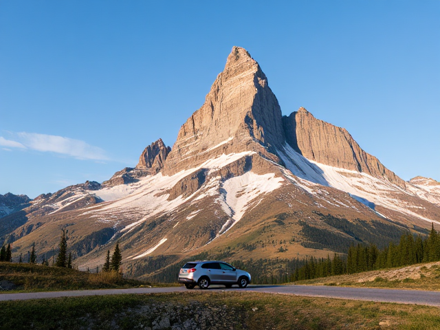 une montagne imaginaire sur une voiture