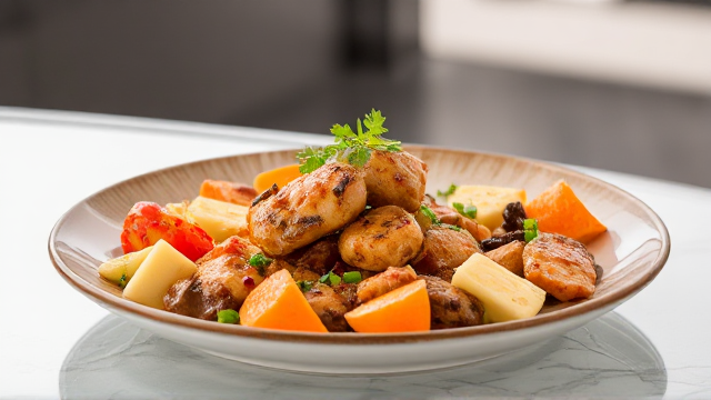Delicious gourmet  plate with transparent backdrop