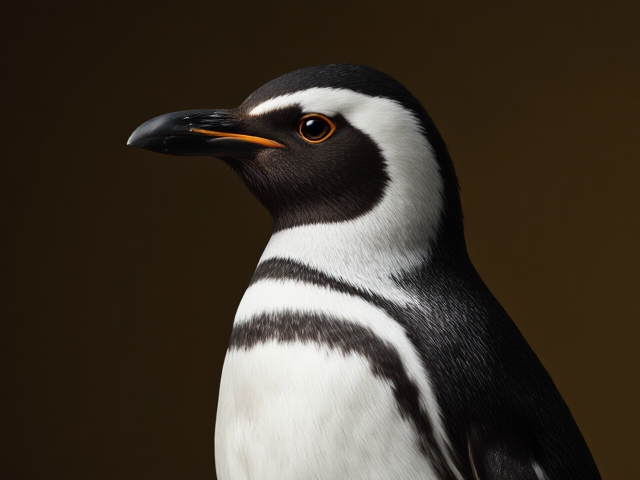 génère moi un pingouin de profil dans le style d'un portrait noble