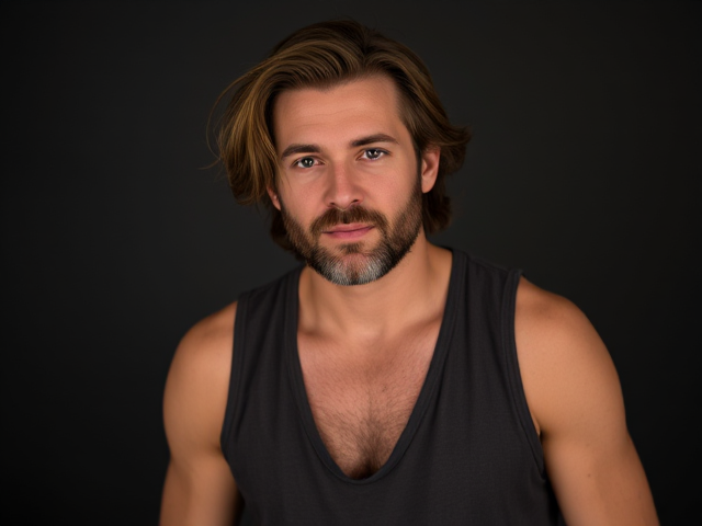 hairy man wearing sleeveless shirt