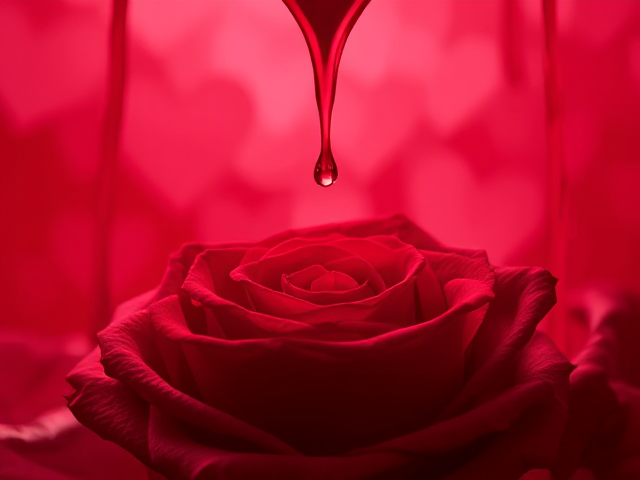 Pochette album,
Rouge cœurs ♥️ fond rouge et rose , 
liquide rouge qui coule du haut de l’écran.
Rose 🌹 la fleur 
Titre écriture (logo) = love’s feelings
Titre = love’s feelings
love’s feelings love’s feelings love’s feelings