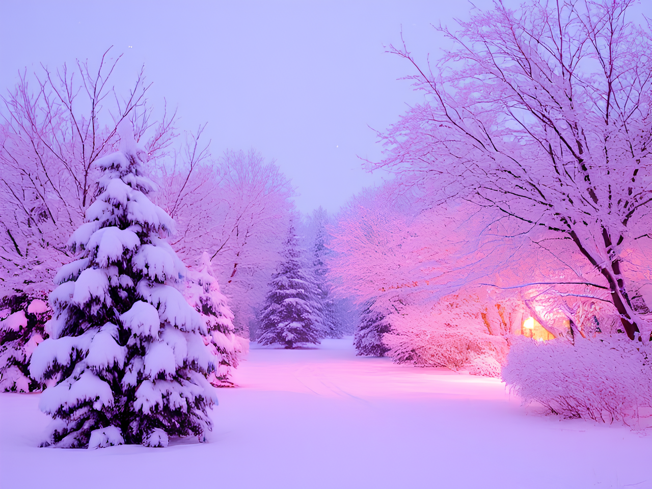 Pink Winter wonderland scene