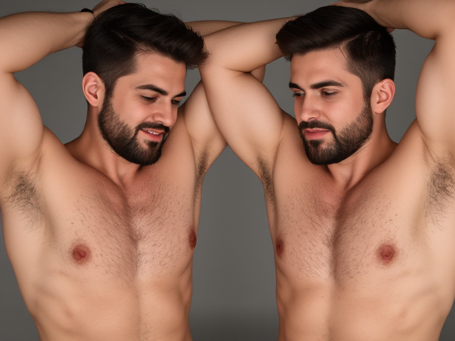 two men comparing how hairy their armpits are