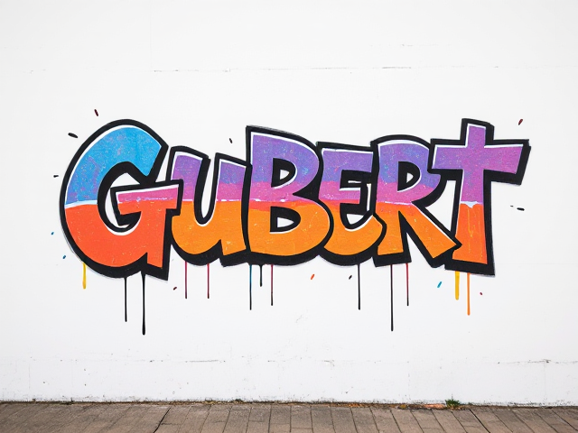 grafiti simple coloré sur fond blanc ecrit « Gubert »