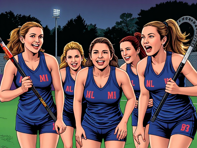 Marvel comics comic book about a group of hysterically laughing women’s field hockey players