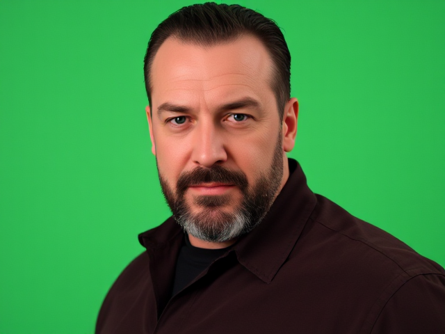 Steven Seagal appears over a blank green screen background