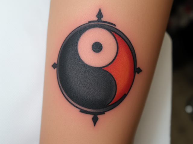 Tatouage ying yang avec 2 couleur différente