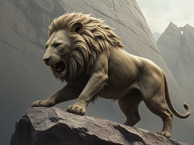 The rock fusionnés un lion