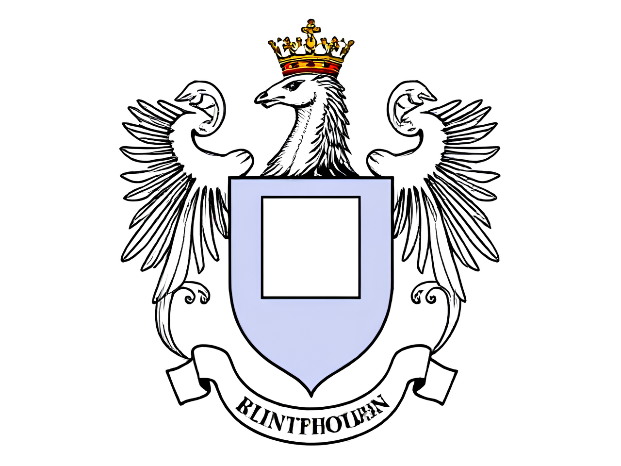 Donne moi un blason vierge avec 3 case pour photo et une case pour devise