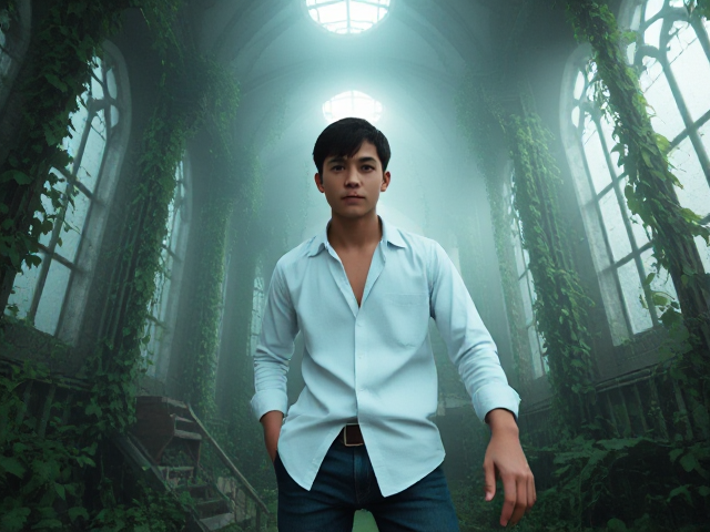 Sceencap of a Maori, European, 18 year old male, with greyish blue eyes, nice lips, wearing a white shirt, blue jeans, and brown leather shoes.