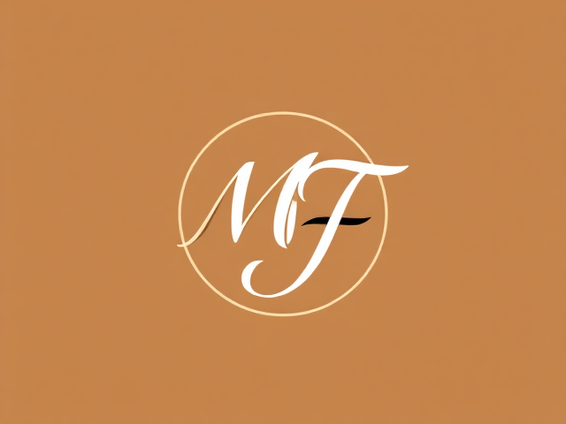 Crée moi un logo d'une marque de bijouterie avec le M et F ecriture ronde qui s'enlacent.
dans les couleur noir et camel et blanc