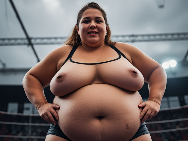 An obese woman wrestler