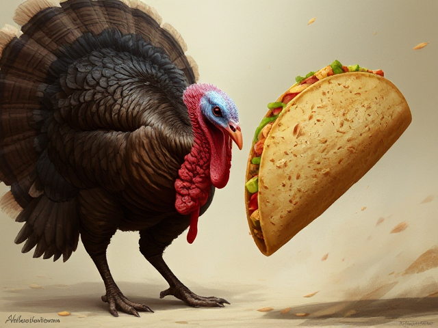 A turkey fights a taco.