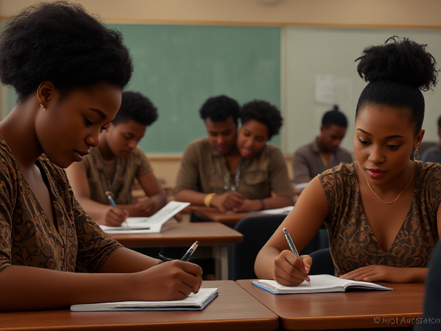 des enseignants afro américains écrivant dans une salle de classe