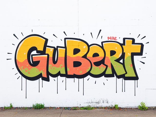grafiti simple coloré sur fond blanc ecrit « Gubert »