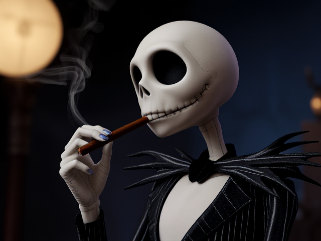 Jack Skellington fume un cigare