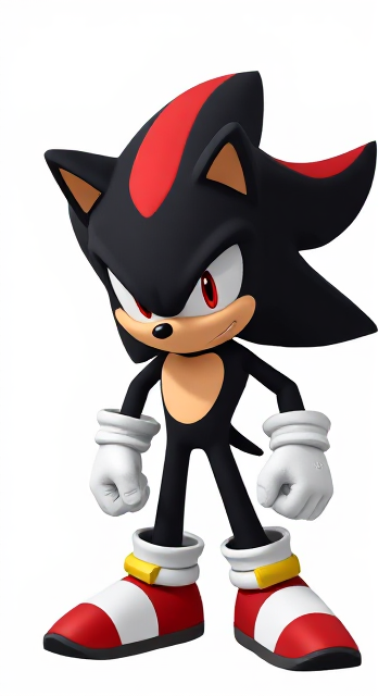 low poly art style Shadow the hedgehog standing