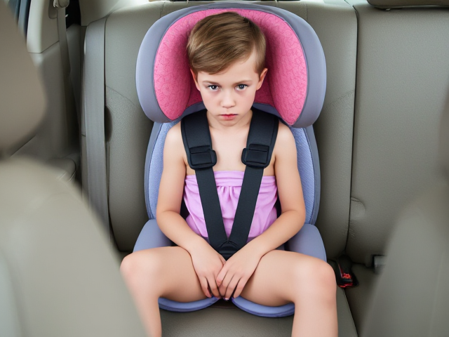 skinny teenage boy sitting in a girly big car booster seat with a tight 5 point harness. He is wearing a fairy costume. He looks angry. Pale legs. Tall lanky teenager