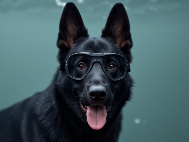 Black German shepherd Freediving goggles
